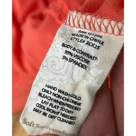 Soft Surroundings Graciela Women's Top Shirt Tunic Button Up Split Neck M Orange - Picture 8 of 9